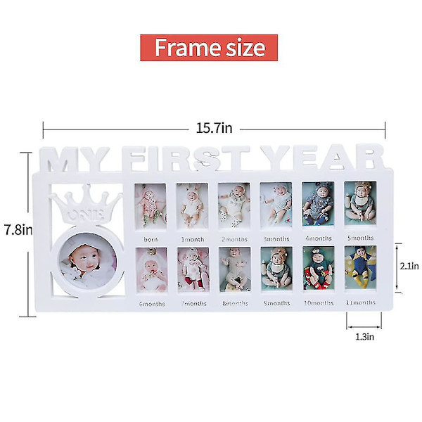 Nyfødt Mit Første År Fotoramme, Baby Shower Gaveidé Billedramme Første Fødselsdagsgave blå