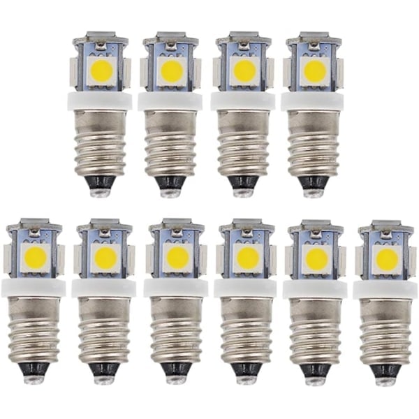10 st E10 6V LED-lampor 5SMD 0,5W 50LM lampa (varmvit)_ry