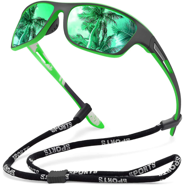 Polarisoidut Urheilulasit Miehille Ajamiseen, Pyöräilyyn, Kalastukseen - Aurinkolasit 100% UV-Suoja, Goggles, Vihreä Peili Green Mirror