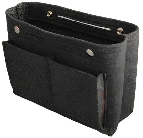 Filt Taske Organizer Indsats Med Flere Lommer Og Trykknaplukning Til Håndtasker, Indkøbstasker Og Rejser, Grå, Medium 24 x 18 x 8,5 cm