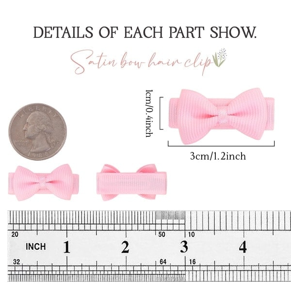 Hårspenner med rosetter for babyjenter, mini, helforet, grosgrainbånd, 3 cm små hårrosetter, 40 stk (20 farger i par) _RY
