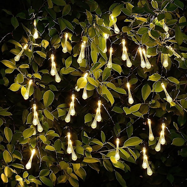 Sol-drivna Dropplampor, Vattendropps-Fairy Lights 20ft 30leds Sol-drivna Vattendropps Vattentäta För Utomhus, Trädgård, Juldekorationer Varmvit Warm White