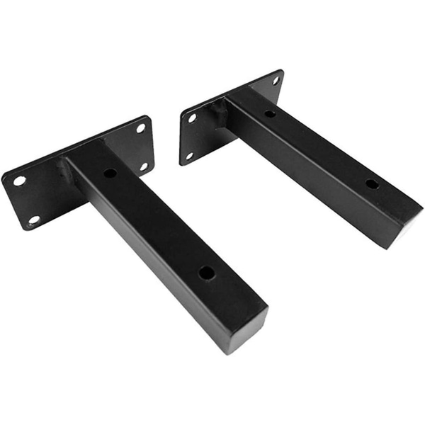 Square Tube Shelf Brackets - 2 Pcs Heavy Duty Floating Shelf Brackets For Wall Shelf, Bookshelf, Black, 15