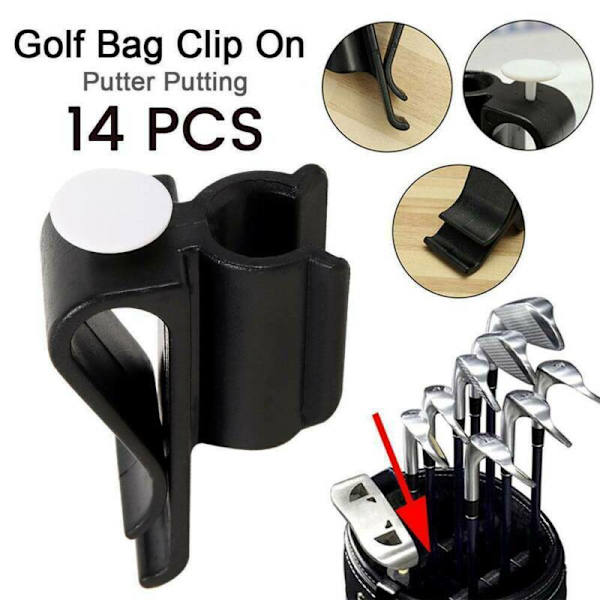 14 stk. Golfkølleposeklemmer på Putter Clamp Holder Organizer Værdi Holdbar Plast Sort Putting Clip Golf Tilbehør til Mænd Kvinder Golfspiller