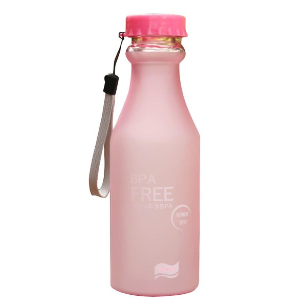 550 ml Plastflaske med Frosting - Uknuselig, Lekkasikkert, BPA-fri - Vannflaske for Yoga, Løping, Utendørs Sport (Rosa) Pink 550ml