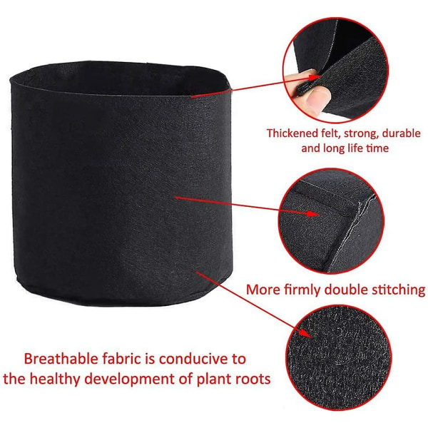 5 Pieces Planting Bag, High Capacity Growing Bag Plant Growth Bag For Home Balcony Garden Vegetable Potato Zucchini