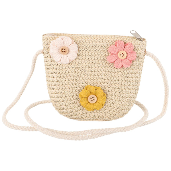 Liten jente stråveske, stråskulderveske, søt stråskulderveske, vevd veske for jenter 52X14CM 52X14CM
