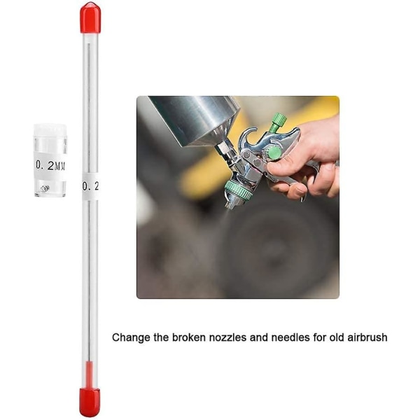 Airbrush-nåler og Airbrush-dyser Erstatning Praktisk Airbrush-tilbehør Verktøysett for Airbrush-sprøytepistol (2stk, rød+hvit)