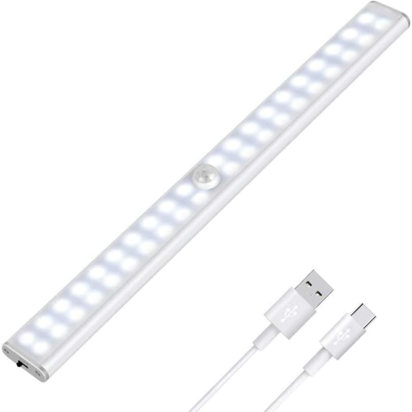 Liten nattbordlampe Smart automatisk sensorlys 40LED Oppladbart 4 gir Fullskjerm hvitt lys