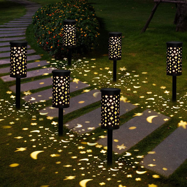 Solcellehagelamper 6 stk Utendørs Solbelysning Vanntette LED Utendørs Solcellelampe Solcellehagebelysning Dekorasjon for Innkjørsel Sti Terrasse Plen