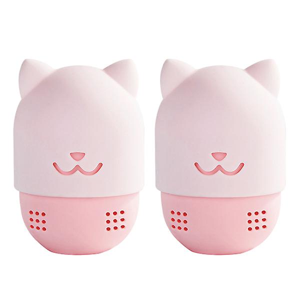 2 stk Makeup Beholdere Foundation Svamp Etui Makeup Svamp Stativ Pudder Puff Stativ Pink 15x10cm Pink 15x10cm