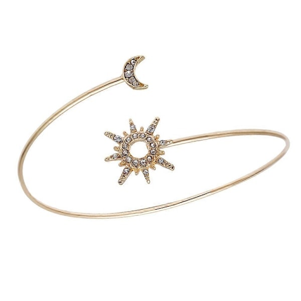 RYI) Geometriskt Armband Zirkon Armband Justerbart Handprydnad Diamantsmycken Sol och Månformad Accessoar för Dekoration Gyllene