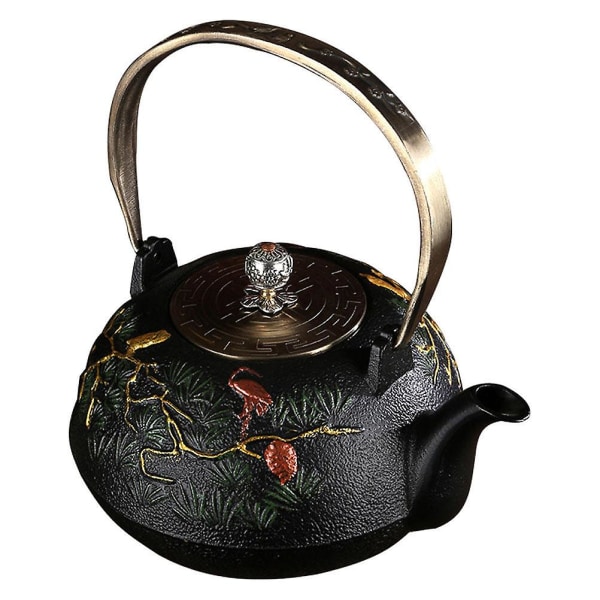 Obehandlad Gjutjärns Dekorativ Tekanna Antik Tekanna Med Infuser Svart 16X16CM Black 16X16CM