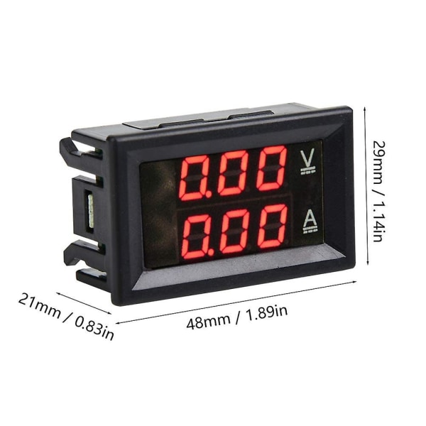 Digital Voltmeter Amperemeter Dobbelt LED-Display Panel Volt Måler Amp Meter Digital Spenning Strøm Meter Tester (2 stk, Svart)