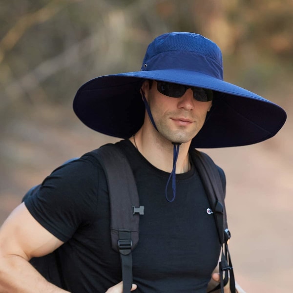 Super Bredbred Bucket Hat Upf50+ Vandafvisende Solhat Til Fiskeri Vandreture Camping C06 Blå C06 navy Blue