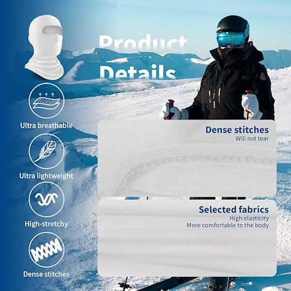 Pustende Balaclava Ansiktsdeksel, Dry-Fit Stoff med Lycra Hodeplagg Vindtett, Balaclava for Vinter & Sommer.