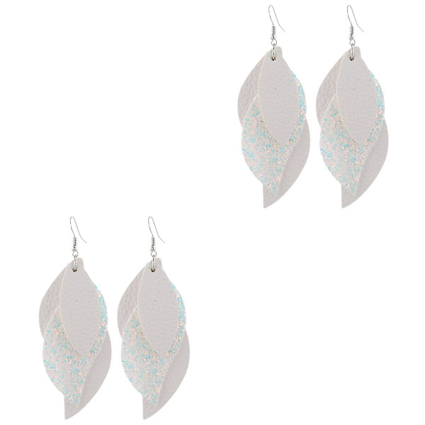 3 Par Sequinörhängen Läderörhängen Modeörhängen Dangle Kvinnor Dangler Örhängen Smycken Vit 2 par 2 pairs 4*8.3cm