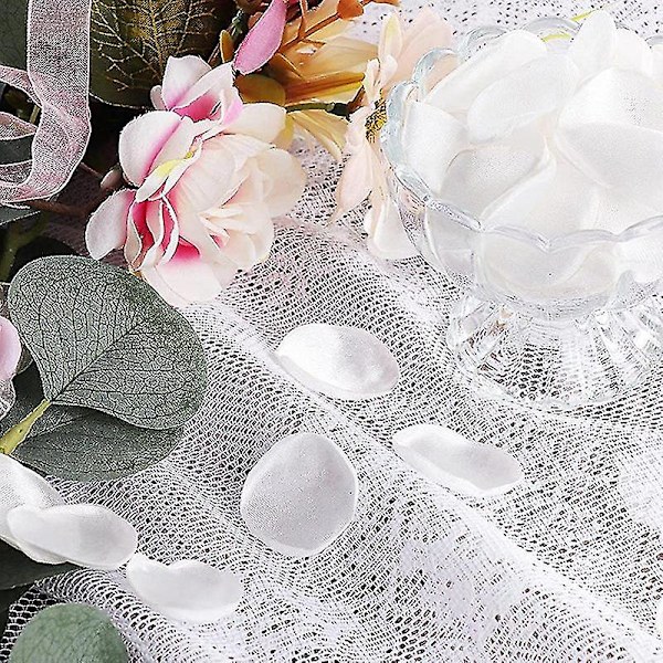 Silke Roseblade Til Bryllupsdekorationer Hvide Blomsterblade - Hvid