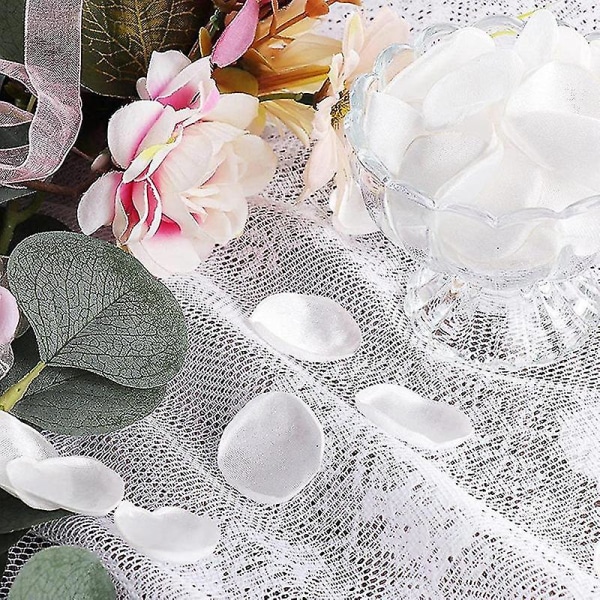 Silke Roseblader Kompatibel Med Bryllupsdekorasjoner Hvite Blomsterblader - Hvit