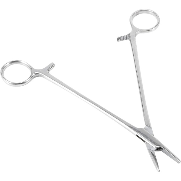 Hemostatiske pinsetter i rustfritt stål, 18 cm nåleklemmeholder, suturpinsett i rustfritt stål, veterinær kirurgisk pinsett 1 pakke