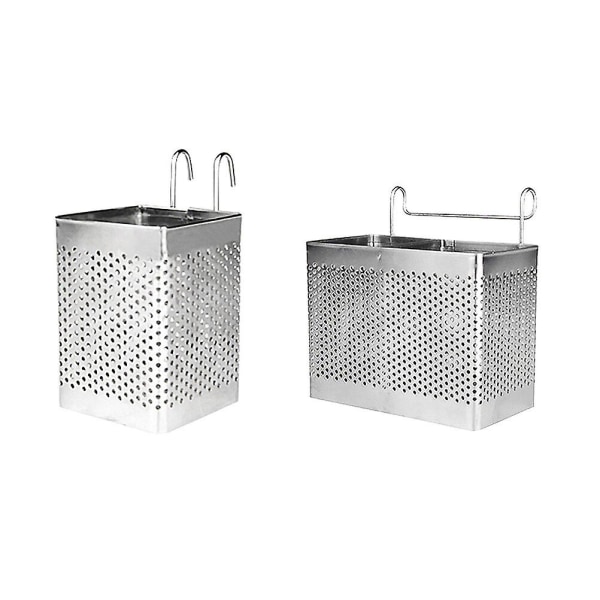 2 Pcs Stainless Steel Silverware Hanging Drying Rack Cutlery Drainer Basket Metal Holder Stainless S