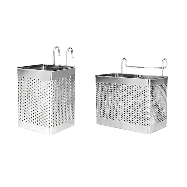 2 stk. Rustfrit Stål Sølvtøj Hængende Tørrestativ Bestik Afdrypningskurv Metal Holder Rustfrit S M