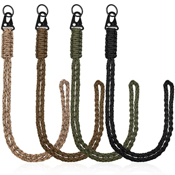 4 Styrka Lanyards med Hk Metallklämmor Paracord Nyckelring för Män Kvinnor Nyckel Hals Utomhus Överlevnad Telefonvissla 4 Stilar