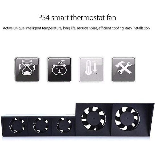 Ps4 kylfläkt, USB kylare 5 fläkt turbo temperaturkontroll kylfläktar kompatibla med PS4 spelkonsol
