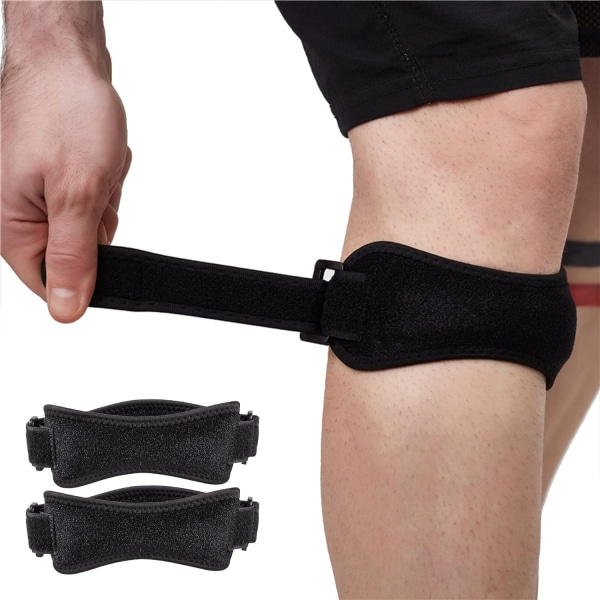 2 stk. Knæbøjler til knæsmerter, kvinder og mænd, aflastning af knæærmer, støtte til kompressionsærmer til løb (sort)