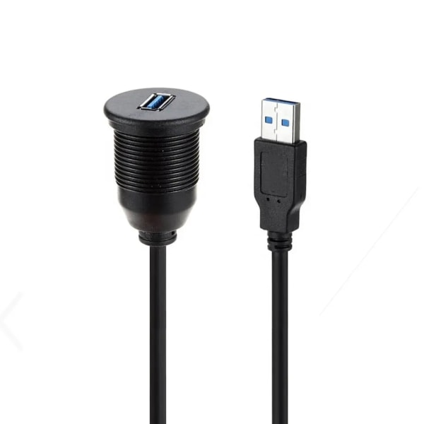 3.0-monteringskabel – USB-forlænger, skyllet, instrumentbræt, panelmonteret kabel, til bil, båd, motorcykel og mere (3,3 fod/1m)