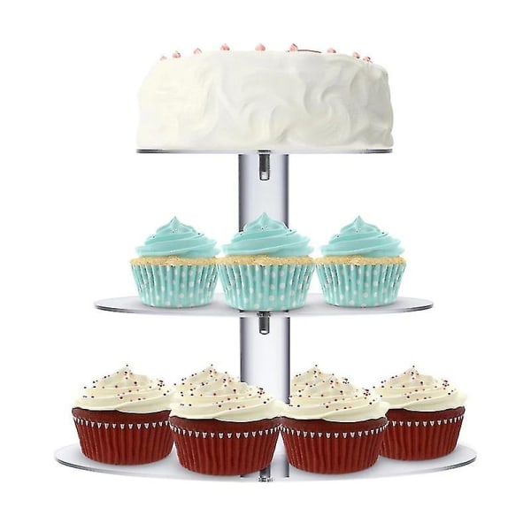 Kakkuteline, Cupcake-teline Pyöreä Akryylinen Ruokanäyttelyteline Kolme Kerrosta Three Floors