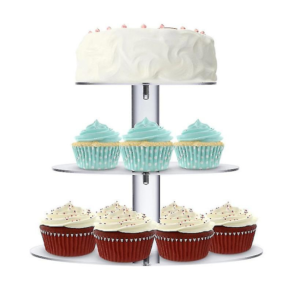Tårtställ, Cupcakeställ Runda Akryl Matdisplayställ Tre Våningar Three Floors