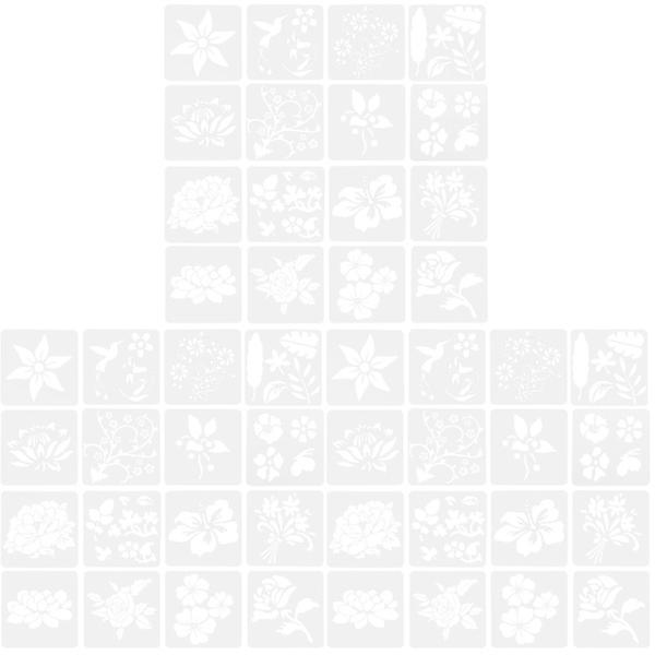 48 ark Blomsterschablon Kreativ ihålig stencilmall Måla stencil48 ark16X16cm 48 sheets 16X16cm