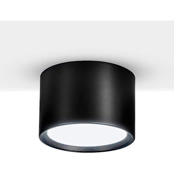 LED Takspotlight Svart Kald Hvit 6000k 12w Spotlys Taklampe Stue Spisestue Kjøkken Gang Soverom 120mm