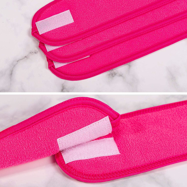 Spa Ansiktsband 4-pack Huvudband Terryduk Justerbart Stretch Handduk för Bad, Makeup och Sport Roseröd Rose Red