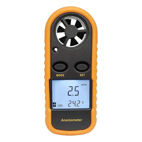 Digitalt anemometer, håndholdt LCD vindmåler og temperaturmåler med bakgrunnsbelysning for seiling, surfing, gliding, vifteproduksjon (1 stk, oransje)
