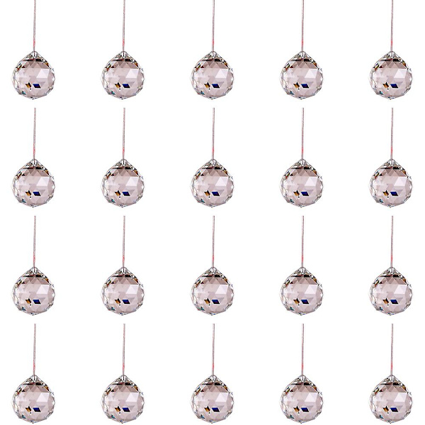 0,8\"/20mm Krystalkugle Prismer - 20 Styk Hængende Til Loftlamper, Feng Shui, Bryllup Hjem