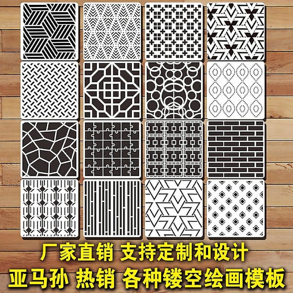 16 kpl Geometriset Stenssit Ontot Maalaus Stenssit Muovi Piirustus Malli Stenssit 20x20cm 20x20cm