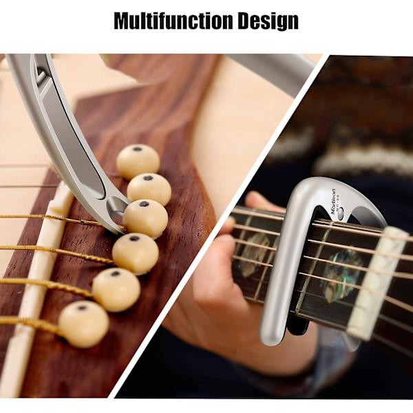 Enhånds Trigger Capo / Capo for Akustisk Gitar, Elektrisk Gitar, Western Gitar, Konsertgitar, Bass, Ukulele, Sølv