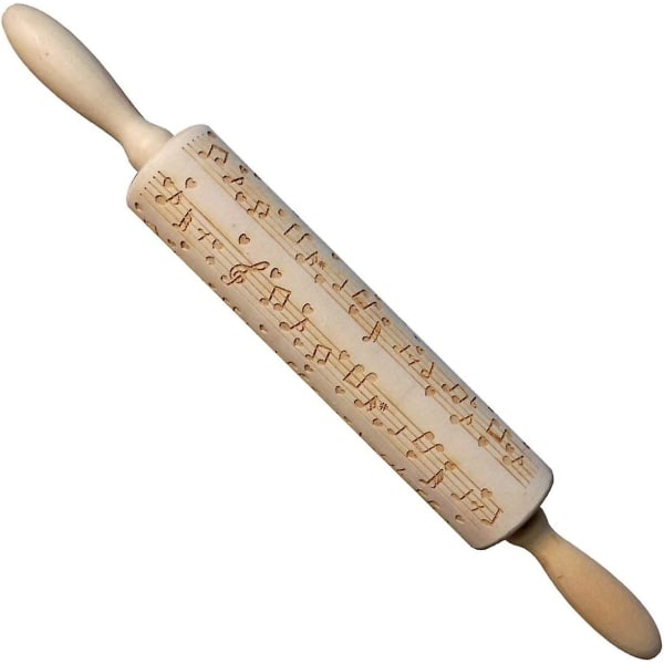 Christmas Wooden Rolling Pins Musical Notes Engraved Embossing Rolling Pin With Christmas Symbols Kitchen Baking Tools