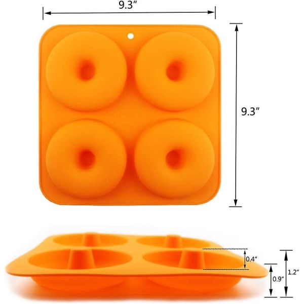 3 stk. 4 tommer Donut Bageform Fuld Størrelse Non-Stick Silikonforme Donutbakker Donutforme, 3 Farver
