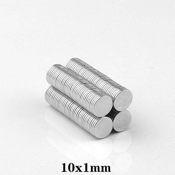 100 STK 10x1 mm tynde neodymmagneter Magnetskive Magnetisk rund magnet, køleskab, kontor, tavlemagneter til håndværk