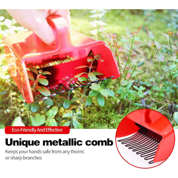 Marjanpoimijat, 1 pakkaus Marjanpoimijoita ja -haravia Metallisella Kammalla ja Ergonomisella Kahvalla Helpompaan Marjanpoimintaan