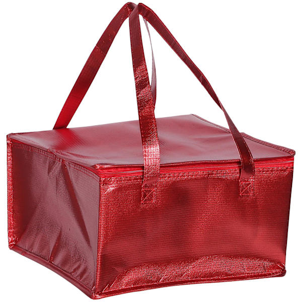 Lille Plastik Tote Madlevering Tote Taske Termisk Taske Madlevering Tote Taske Lynlås Isoleret Shoppi Red 35x35cm