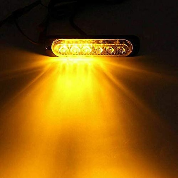 Nødblinklys, 8 stk 6 LED Amber Blinkende Lys, 12/24v Farevarsel Beacon Lamper For Bil
