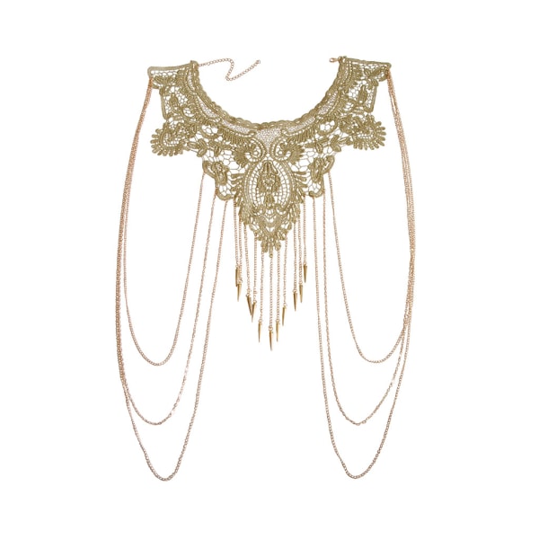 Guld sølvfarvede Fine Chain Flower Lace Bikini Body Chain Halskæde smykker til kvinder golden 1pcs