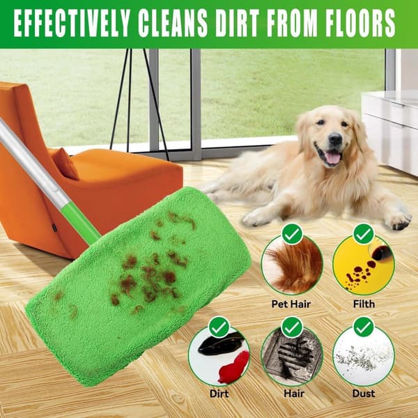Återanvändbara mikrofibermoppskydd, 8-pack kompatibla med Swiffer Sweeper, våt- och torrengöring, grön, passar 25/28/30 cm