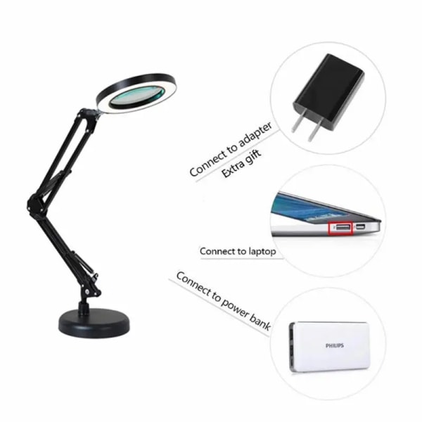 LED-bordlampe, øye-pleie bordlamper Naturlig lys beskytter øynene Dimbar kontorlampe med 3 fargemoduser USB-ladeport Berøringskontroll og minne F