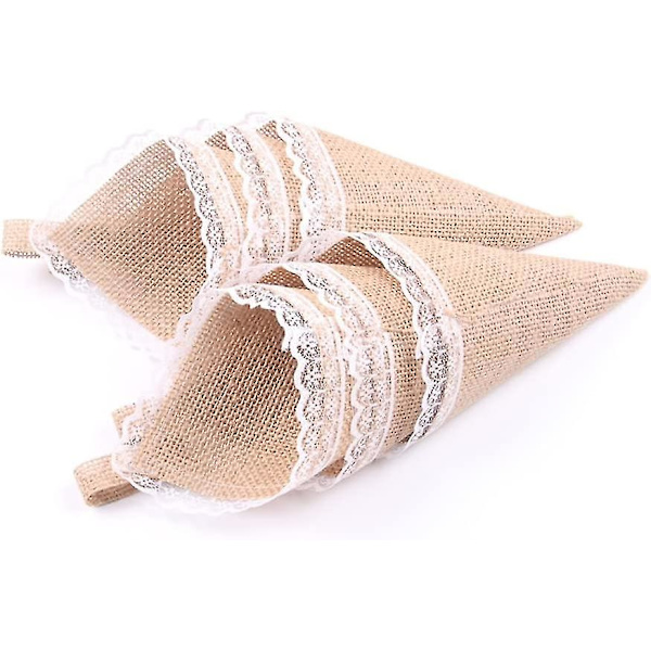 Jute Kegle Planteholder Organizer Kirkegang Dekoration Bryllup Fest (Lysebrun) (10 stk)