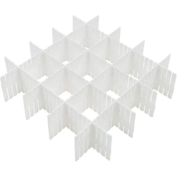 8 justerbare rutenett-skuffeskiller, justerbare rutenett-skuffeskiller, plastskuffeskiller, kan brukes til sokker, slips, belter